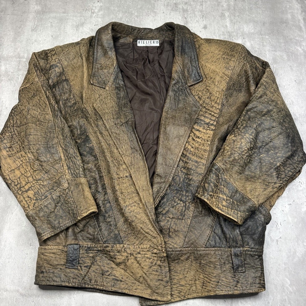 Australian Made Atelier 15 1980's Vintage Batwing Soft Textured Leather Jacket.